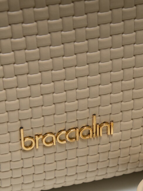 NAOMI Geanta portbagaj din piele impletita bej - Genți femei