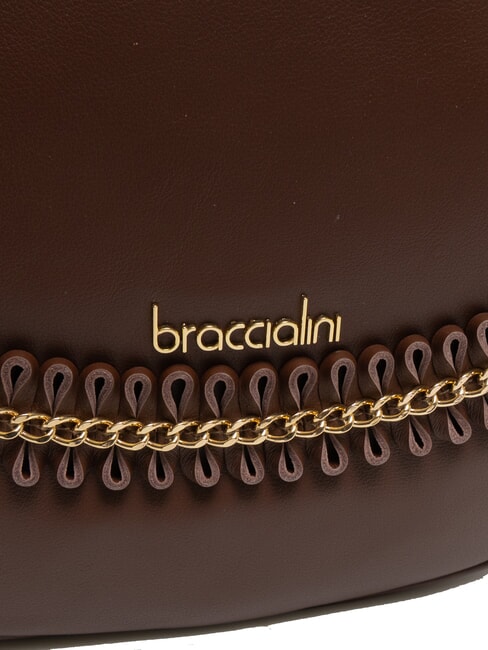 NAOMI Geanta hobo din piele cu lant maro - Genți femei