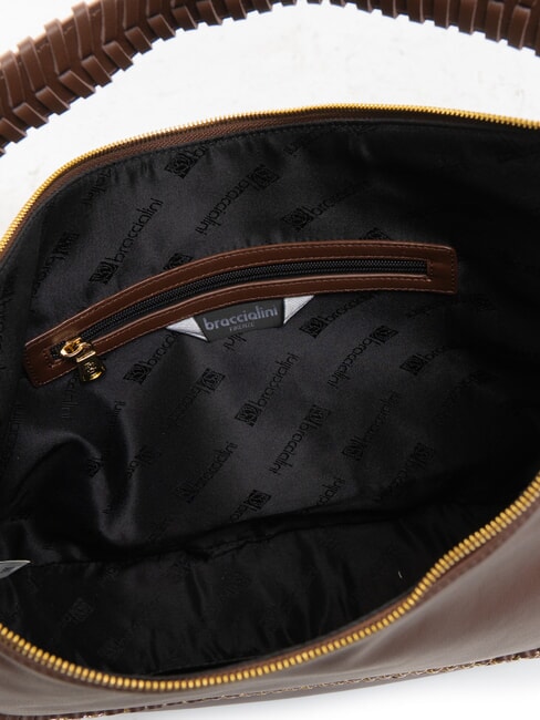 NAOMI Geanta hobo din piele cu lant maro - Genți femei