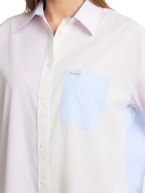 LS OVERSIVE POCKETS Cămașă lejeră în dungi dungi multicolore - Cămăși