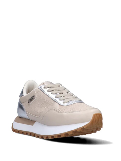 EVELYN 915 Adidași cu inserții cu logo bej/argintiu - Pantofi femei