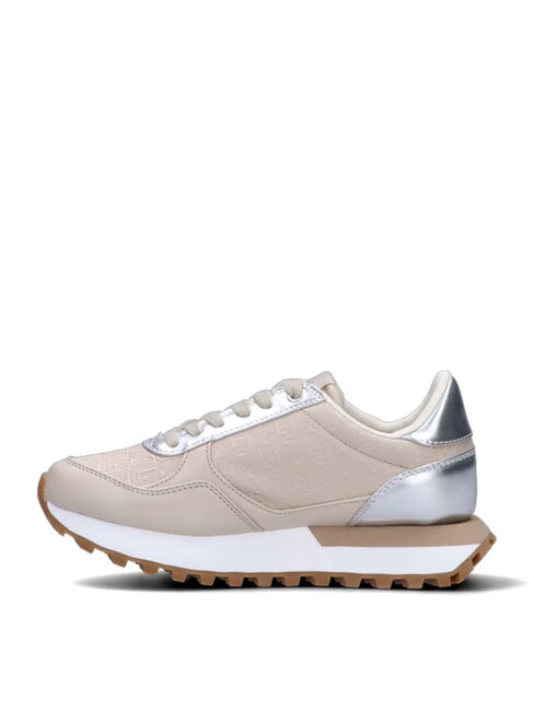 EVELYN 915 Adidași cu inserții cu logo bej/argintiu - Pantofi femei