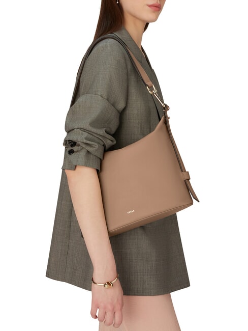 NUVOLA M Geanta din piele cu dubla portabilitate greige - Genți femei