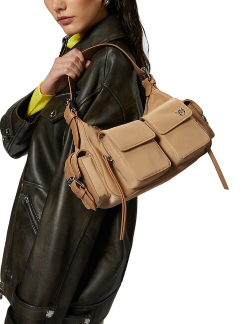 CARGO Geanta de umar cu buzunare bej-fum gri-nichel lucios - Genți femei