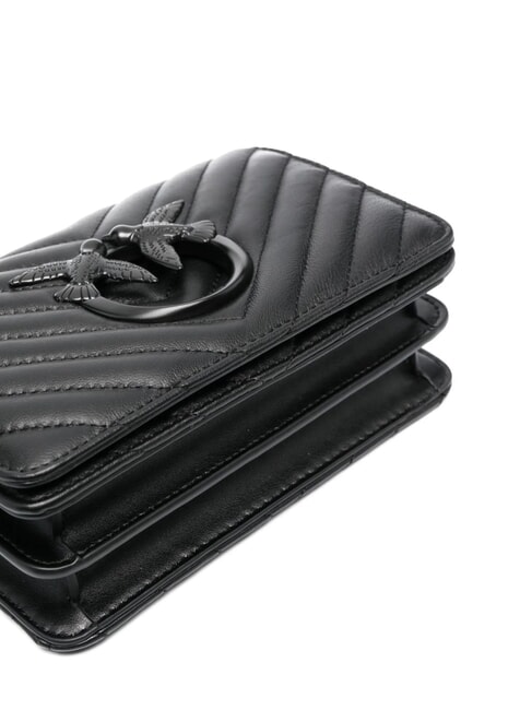 LOVE CLICK CHEVRON Mini geanta de umar din piele culoare bloc de limuzină neagră - Genți femei