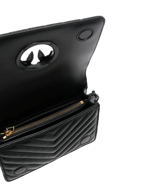 LOVE CLICK CHEVRON Mini geanta de umar din piele culoare bloc de limuzină neagră - Genți femei