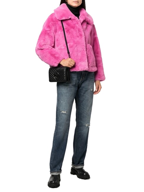 LOVE CLICK CHEVRON Mini geanta de umar din piele culoare bloc de limuzină neagră - Genți femei