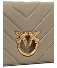 PINKO LOVE CLICK CLASSIC Geanta din piele matlasata nuc-aur antic - Genți femei - 3