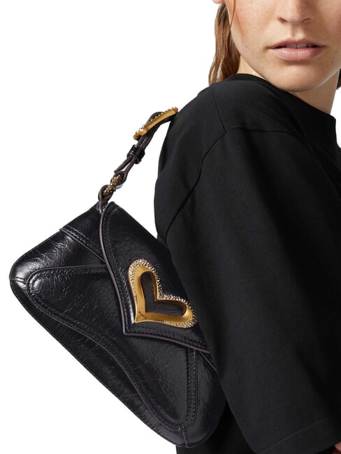 520 Geanta din piele cu efect vintage aur negru-vechi - Genți femei