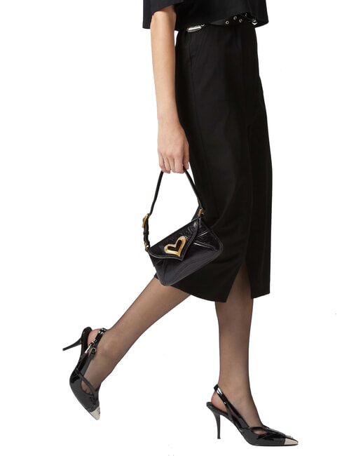 520 Geanta din piele cu efect vintage aur negru-vechi - Genți femei