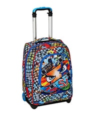 SJGANG FACCE DA SJ! BIG Rucsac troler cu 2 roti fluorescent turcoaz - Rucsacuri cu role - 3