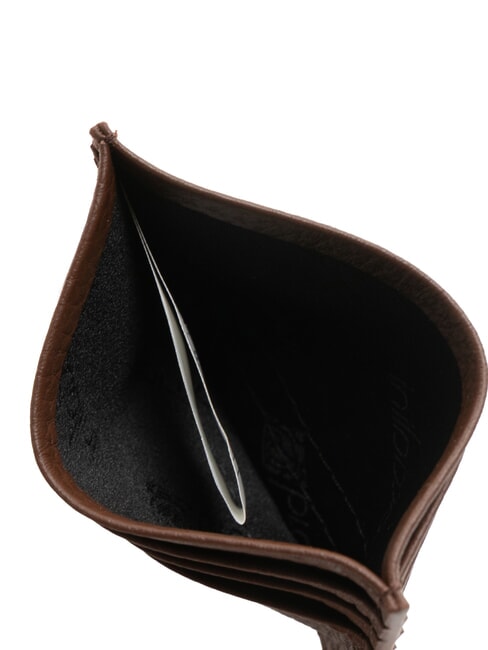 BASIC Suport card din piele cu logo metalic maro închis - Portofele femei