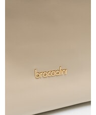 BRACCIALINI NORA Geanta de cumparaturi din piele cu catarame bej - Genți femei - 3