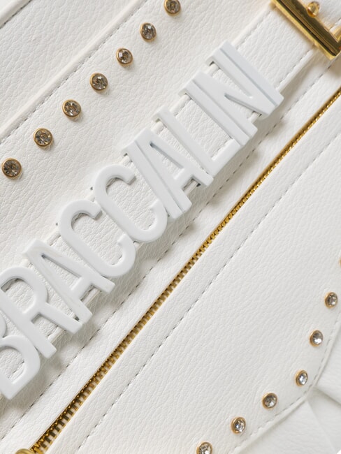 GISELLE Geanta de umar cu logo metalic alb - Genți femei