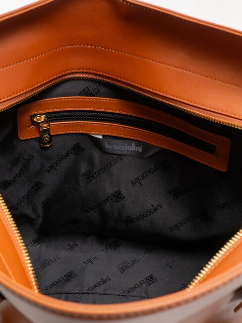 NORA Geanta de cumparaturi din piele cu catarame maro - Genți femei