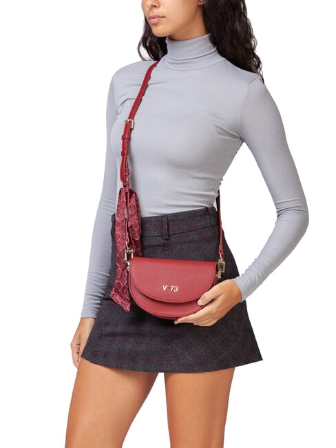 ALICE Geanta cu clapa si esarfa rubin - Genți femei