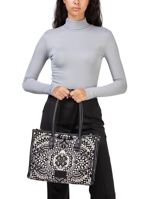 AMELIA Geanta de cumparaturi din material jacquard negru/multicolor - Genți femei