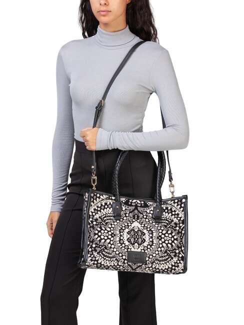 AMELIA Geanta de cumparaturi din material jacquard negru/multicolor - Genți femei