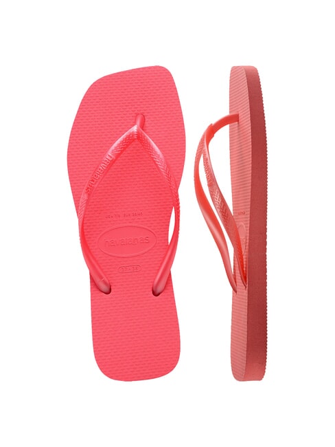 SLIM SQUARE Flip Flops cu vârful pătrat coral tropical - Pantofi femei