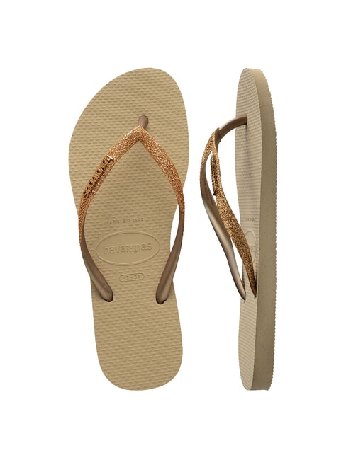 SLIM GLITTER II Papuci flip-flop nisip/auriu deschis metalic - Pantofi femei