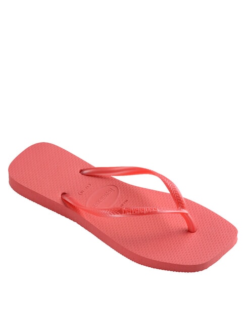 SLIM SQUARE Flip Flops cu vârful pătrat coral tropical - Pantofi femei