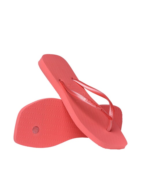 SLIM SQUARE Flip Flops cu vârful pătrat coral tropical - Pantofi femei
