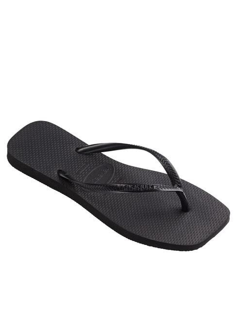 SLIM SQUARE Flip Flops cu v&acirc;rful pătrat BLACK - Pantofi femei