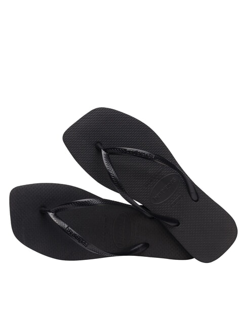 SLIM SQUARE Flip Flops cu v&acirc;rful pătrat BLACK - Pantofi femei