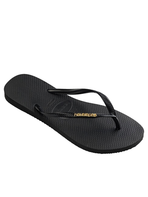 SLIM LOGO Papuci flip-flop negru/auriu - Pantofi femei