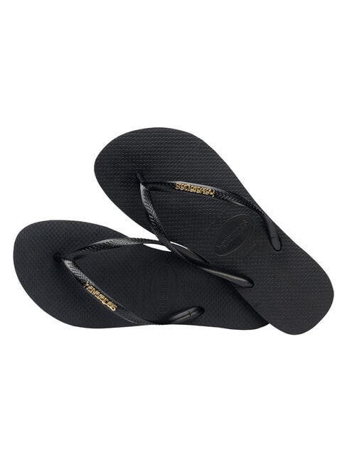SLIM LOGO Papuci flip-flop negru/auriu - Pantofi femei