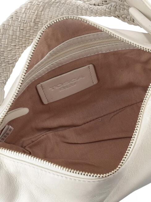 BEATRICE Geanta din piele cu maner impletit fildeș alb - Genți femei