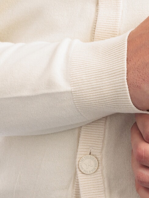 LICONE Cardigan cu decolteu în V cu nasturi alb de os - Pulovere pentru bărbați