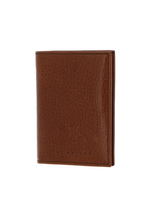 ETTORE Suport de card vertical din piele Maro / Ruteniu - Portofele bărbați