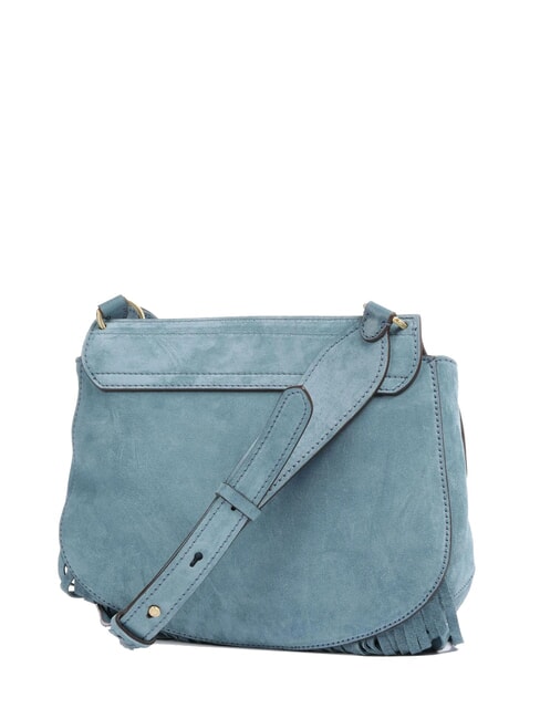 ERICA Geanta de umar din piele cu franjuri cerul cu aur - Genți femei