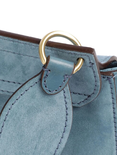 ERICA Geanta de umar din piele cu franjuri cerul cu aur - Genți femei