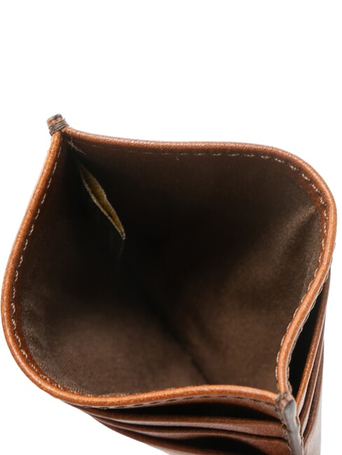 CESARE Suport plat pentru card din piele Maro / Paladiu - Portofele bărbați