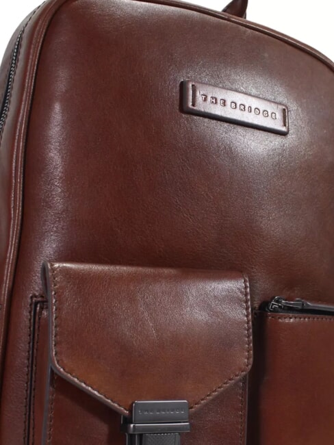 FILIPPO Rucsac din piele, suport laptop 13". Maro / Ruteniu - Rucsacuri pentru laptop
