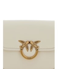 PINKO LOVE BOX Mini geantă nappa cu clapă mătase alb-aur antic - Genți femei - 4