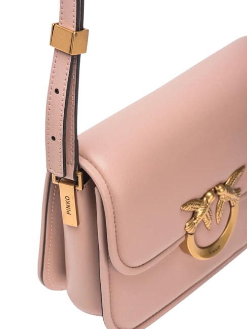 LOVE BOX Mini geantă nappa cu clapă pulbere-aur antic - Genți femei