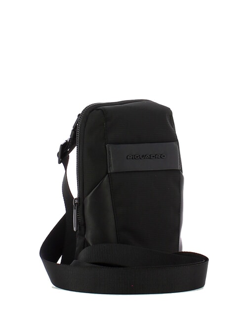 WOODY Geanta din piele si stofa negru - Genți de umăr bărbați