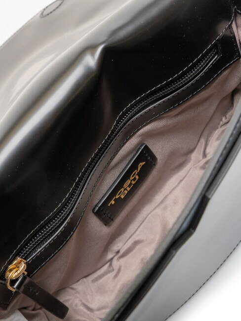 KORA Geanta din piele cu clapa negru - Genți femei