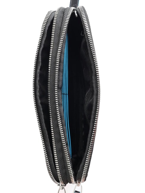 BLUE SQUARE Pochette din piele cu manseta negru - Genți de umăr bărbați