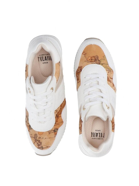 GEO JR Adidași cu platformă cu logo lateral Alb / Geo Bej - Pantofi femei