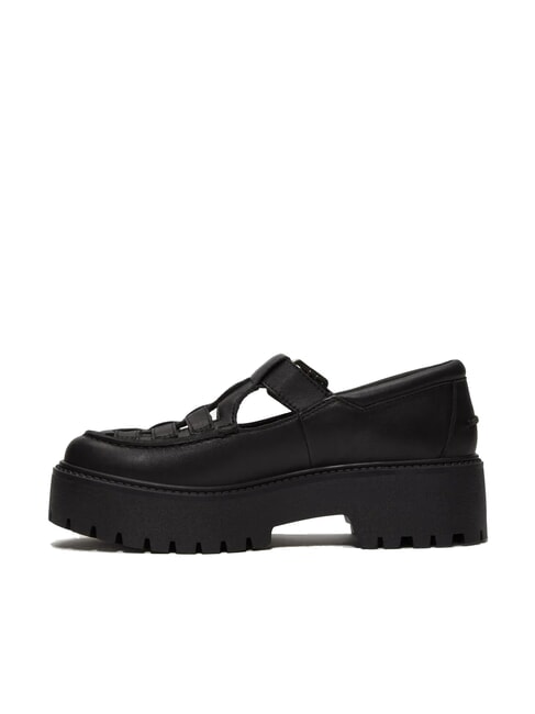 STONE STREET BUCKLE Pantof cu platforma din piele negru plin de cereale - Pantofi femei