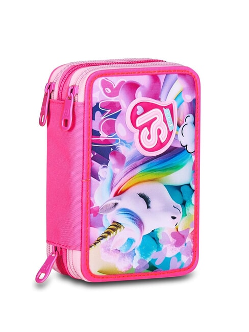 FLYUNICORN GIRL Trusa cu 3 fermoar completă cu trusa școlară fuxiafluo - Penare și accesorii