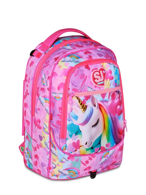 FLYUNICORN GIRL 3WD Troler rucsac detasabil, 3 roti fuxiafluo - Rucsacuri cu role