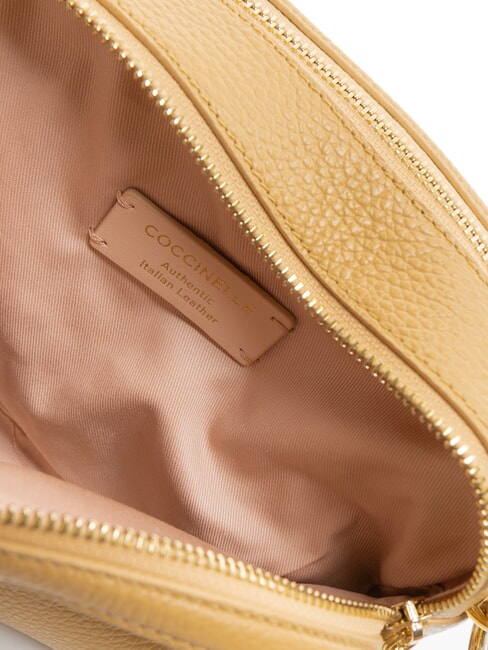 ALPHA Geanta husa camera din piele ciocanita bej proaspăt - Genți femei