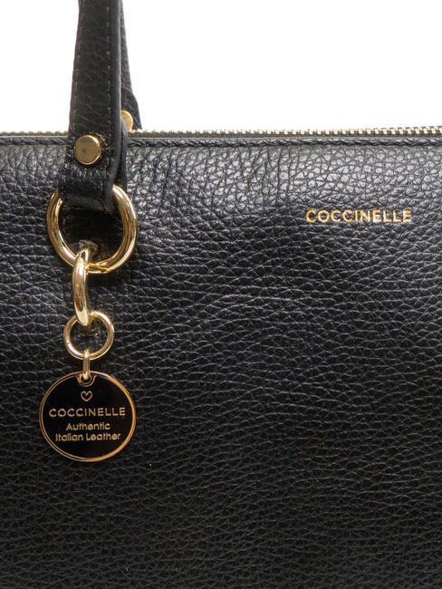 ALPHA Geanta de cumparaturi din piele ciocanita negru - Genți femei