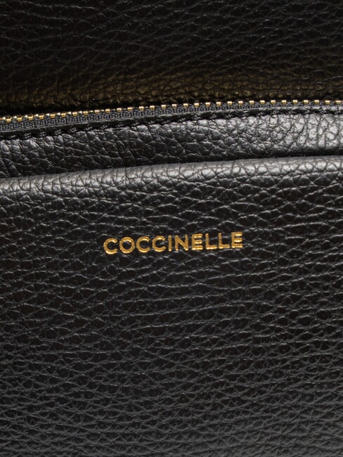 JEN Rucsac din piele ciocanita negru - Genți femei