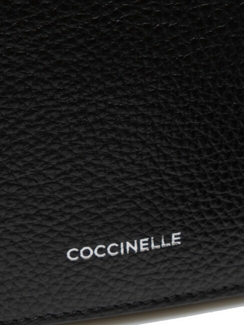 ARIES Geanta de umar din piele ciocanita negru - Genți femei